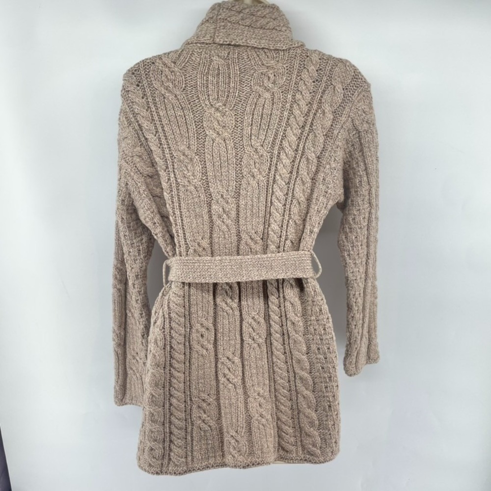 Carraig Donn Cardigan Sz S Ireland Merino Wool Cable Knit Shawl Collar Fisherman - Picture 2 of 10
